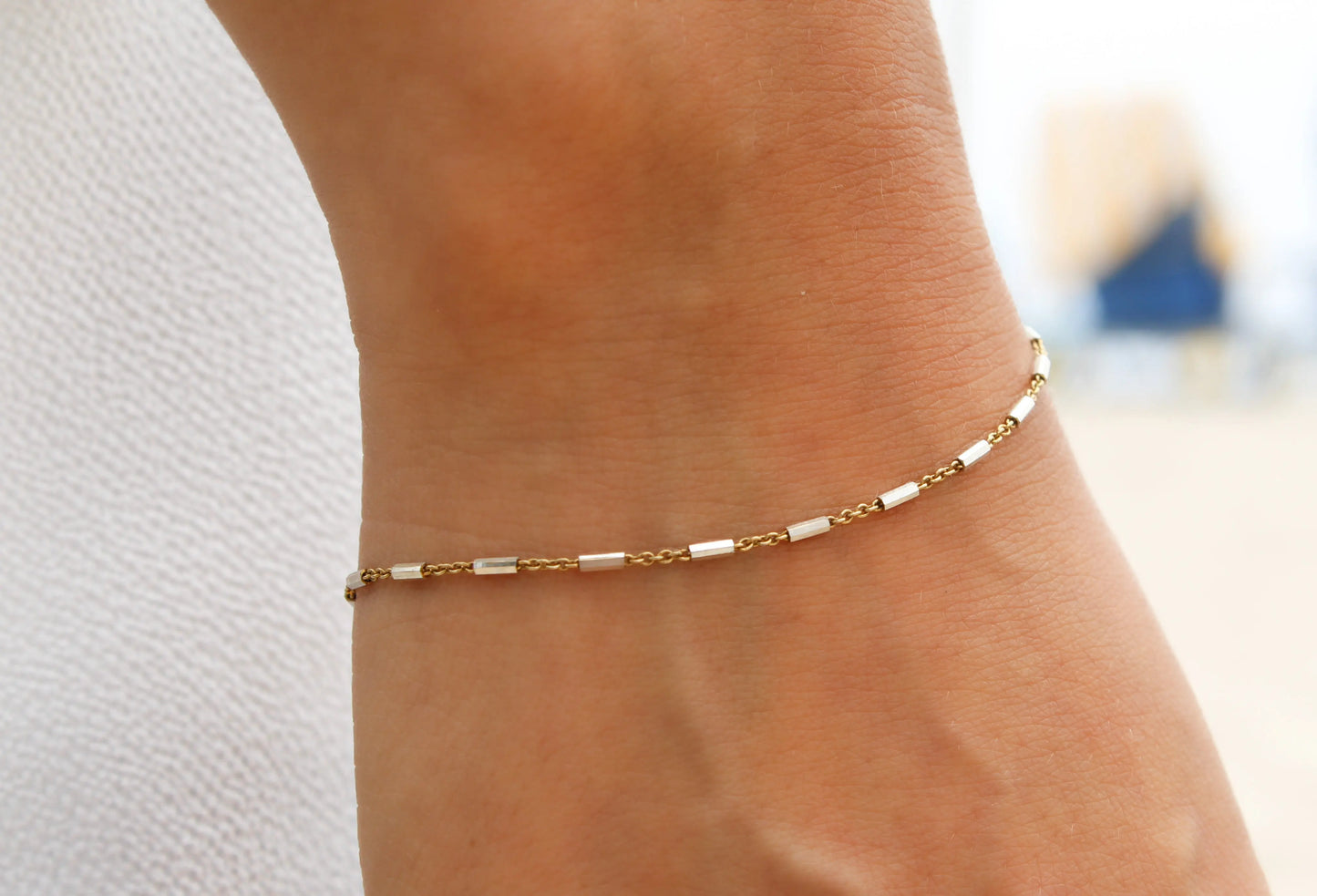 Mixed Metal Bar Chain Bracelet My Store