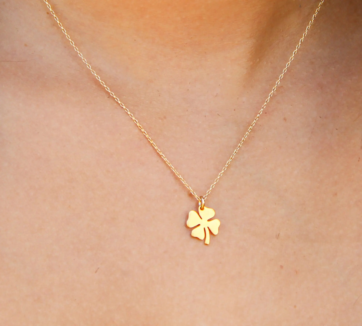 Gold Shamrock Necklace, 4 Leaf Clover My Store