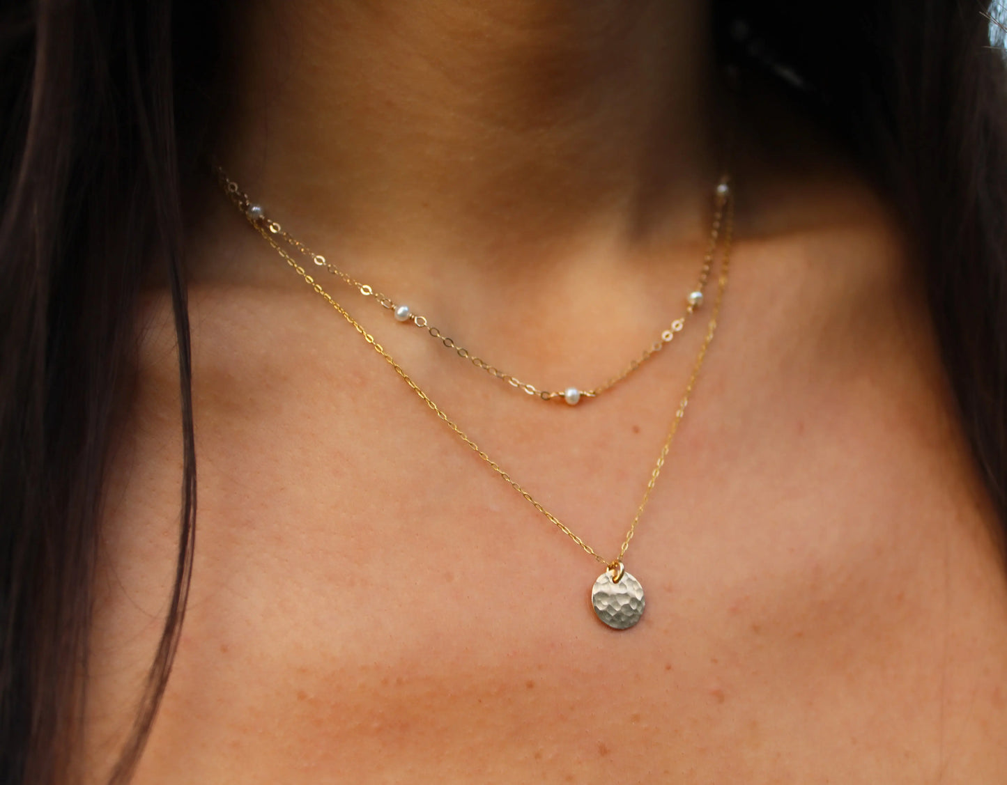 Set of 2 Gold Layered Gemstone Necklaces, Sterling Silver, 14k Gold Filled My Store