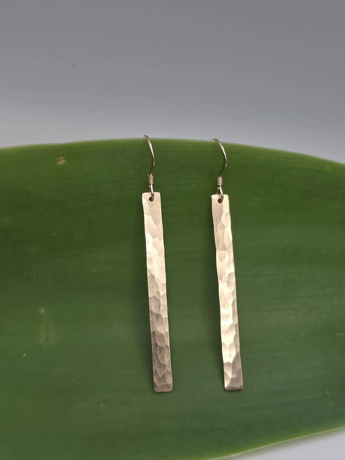 Long 14k Gold Fill Hammered Bar Earrings, 1.5 inch My Store