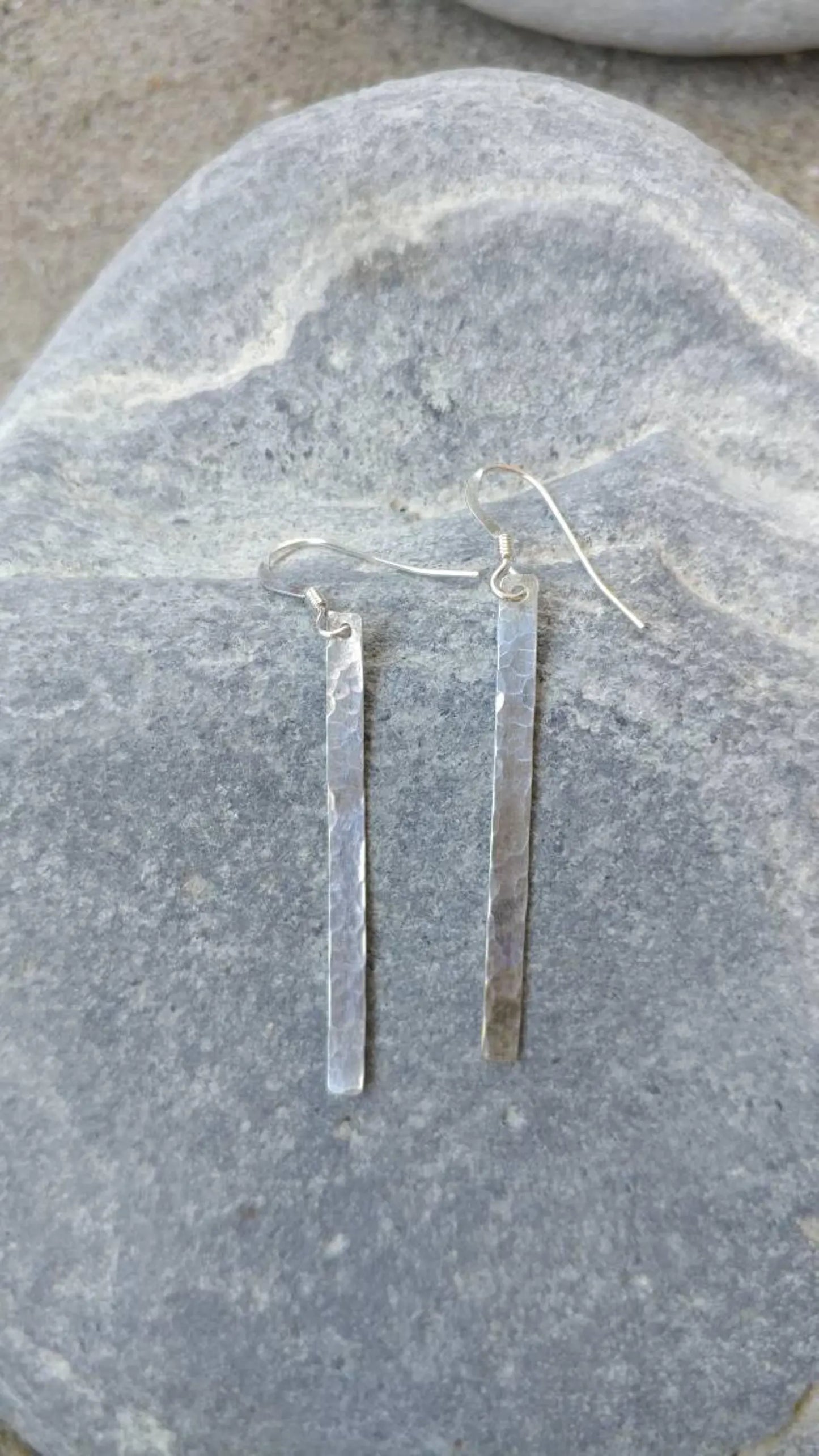 Long 14k Gold Fill Hammered Bar Earrings, 1.5 inch My Store
