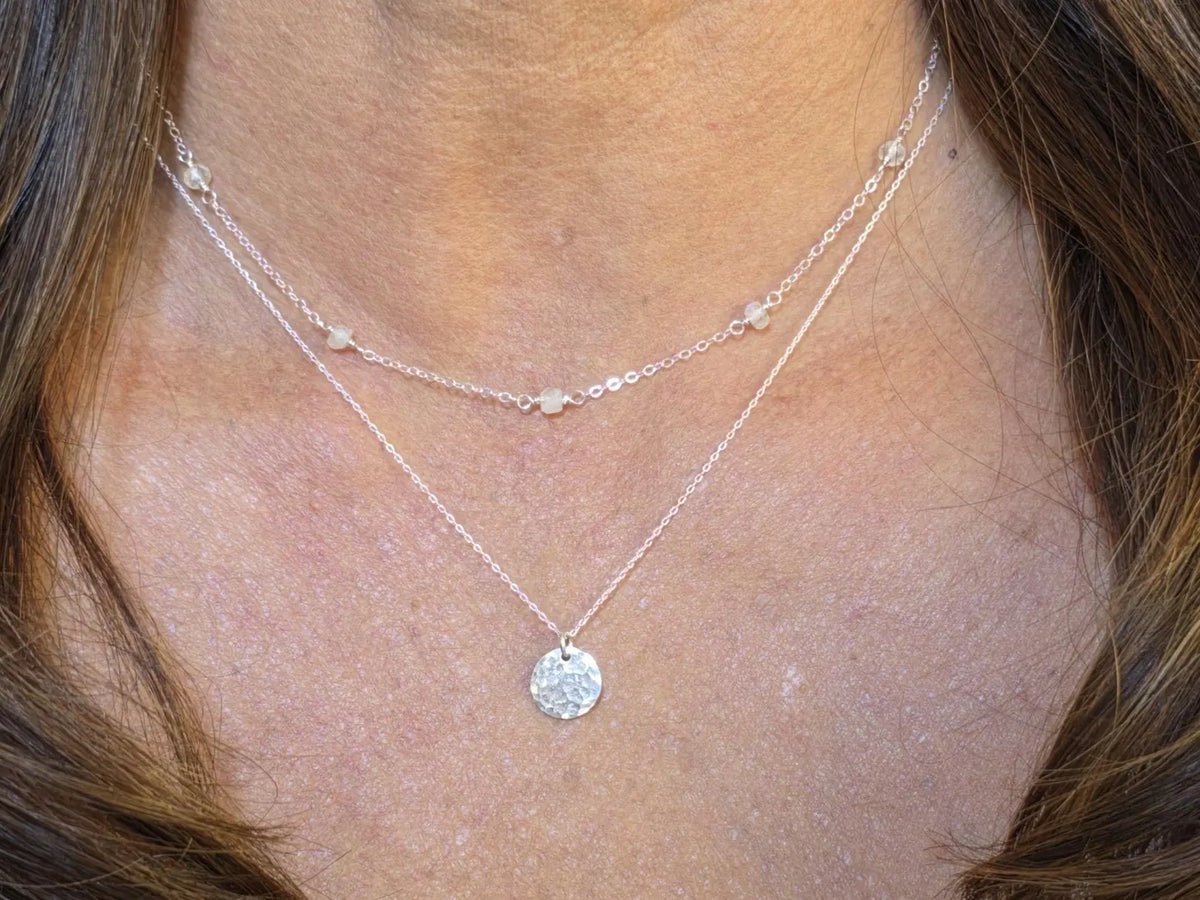 Set of 2 Sterling Siver Layered Gemstone Necklaces My Store