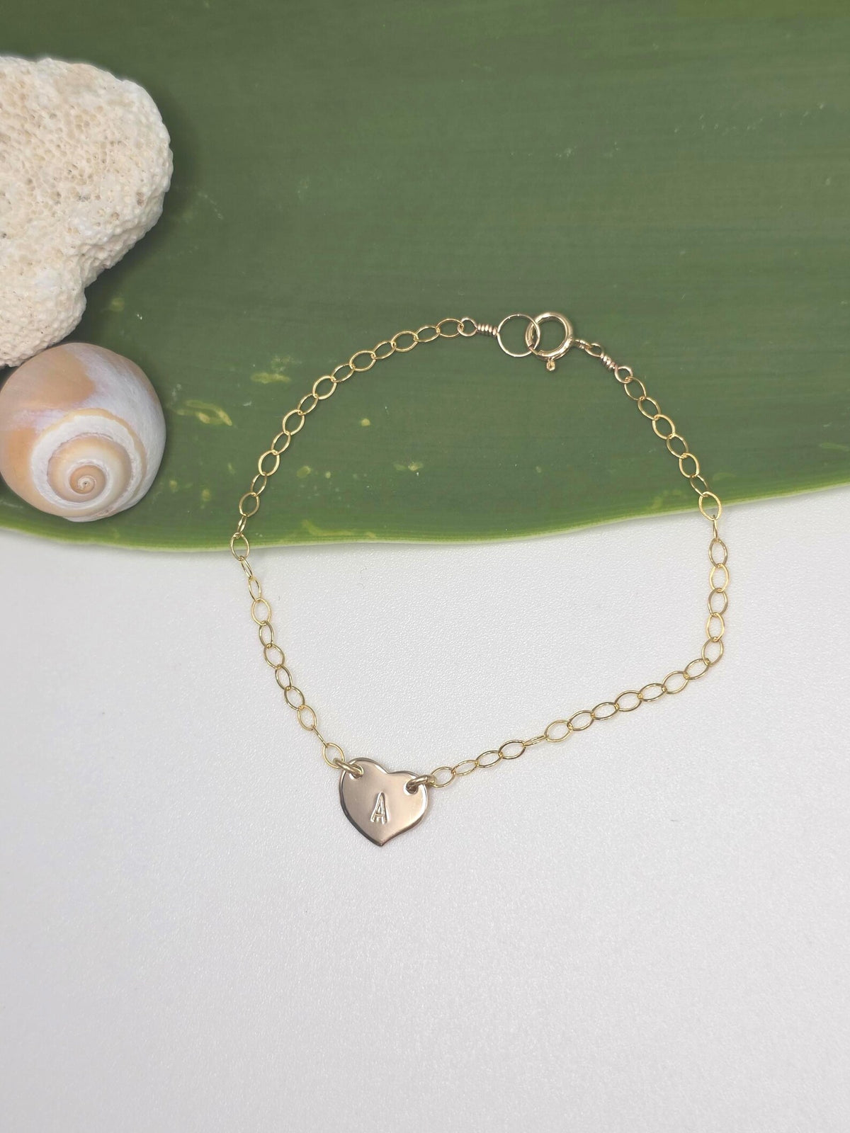 Tiny Gold Monogram Heart Bracelet My Store