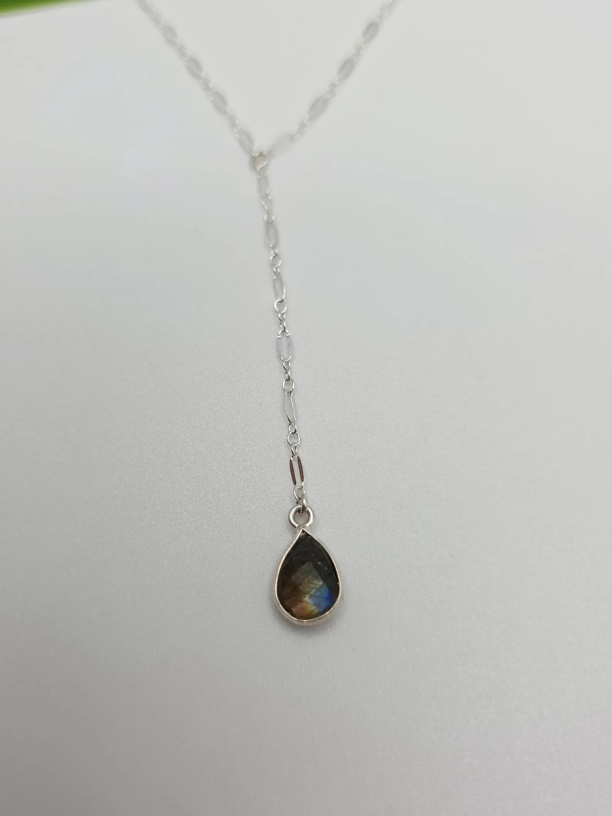 Sparkly Y Necklace with Gemstone, Sterling Silver, 14k Gold Fill My Store