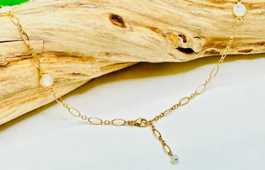 Moonstone Bezel and Figaro Chain Necklace My Store