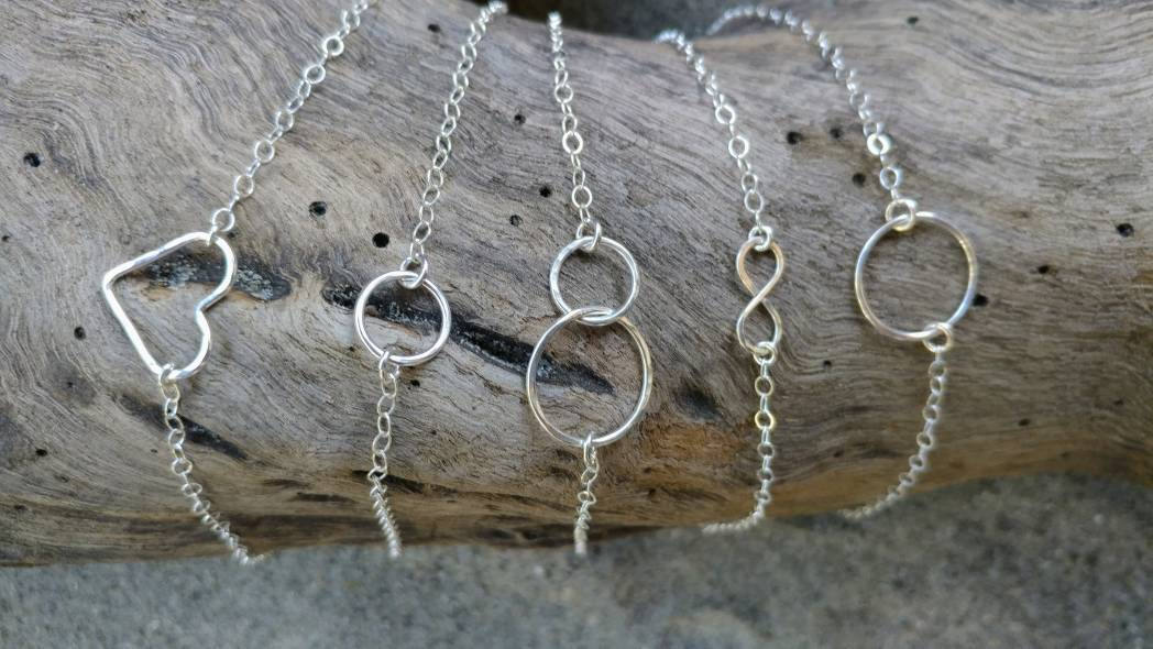 Gold Bracelet, Heart, Circle, Infinity, Double Circle