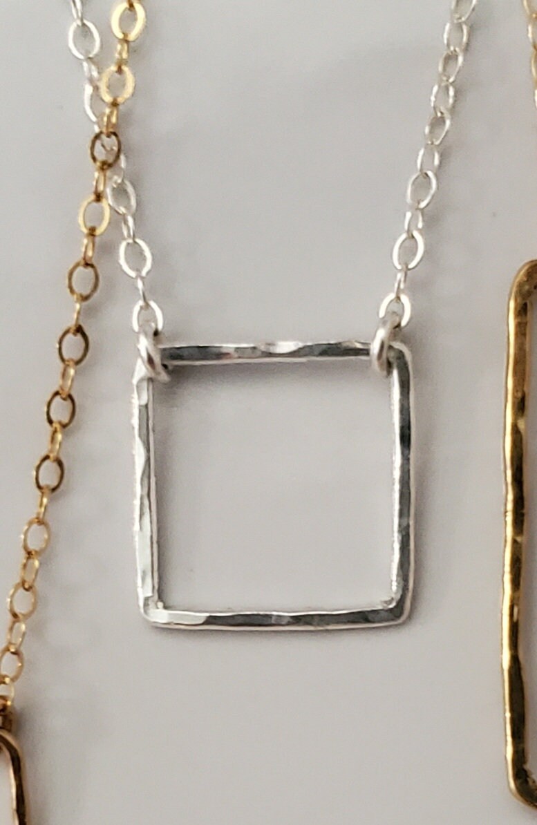 14K Gold Fill Open Square Necklace
