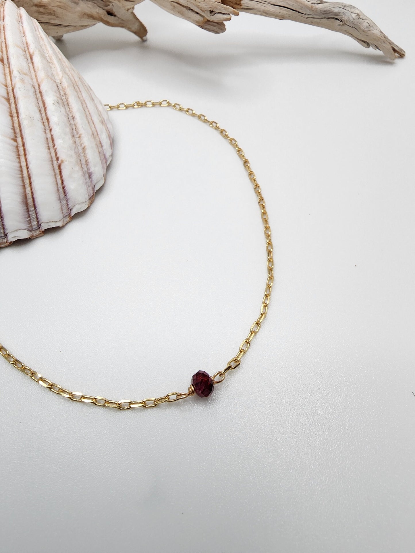 Dainty Garnet Anklet