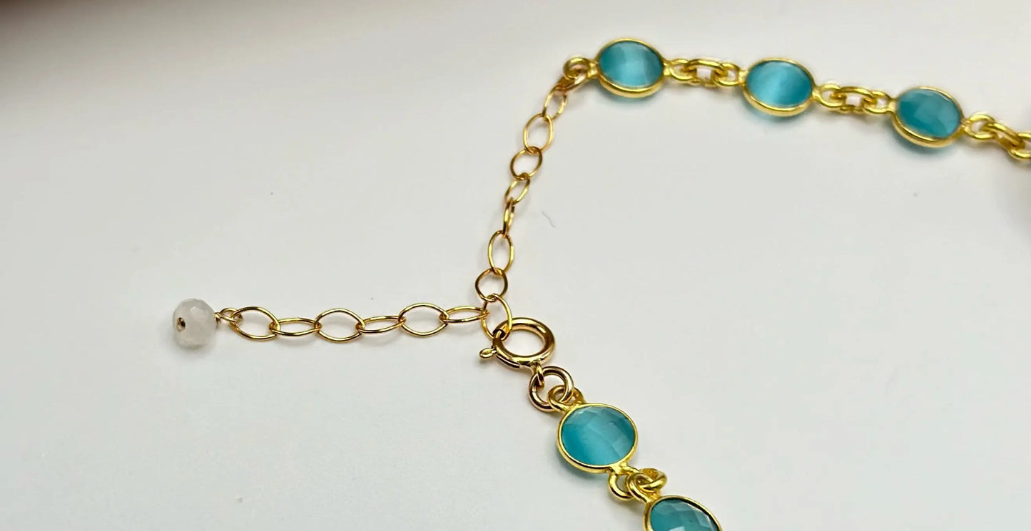 Aqua Bezel Chain Necklace My Store