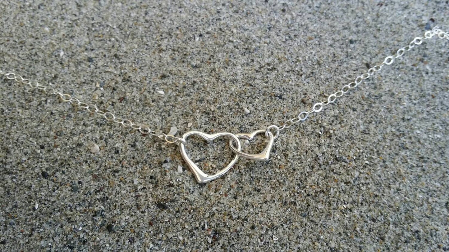 Sterling Heart Bracelet, Double Heart, Heart Bracelet, Silver My Store