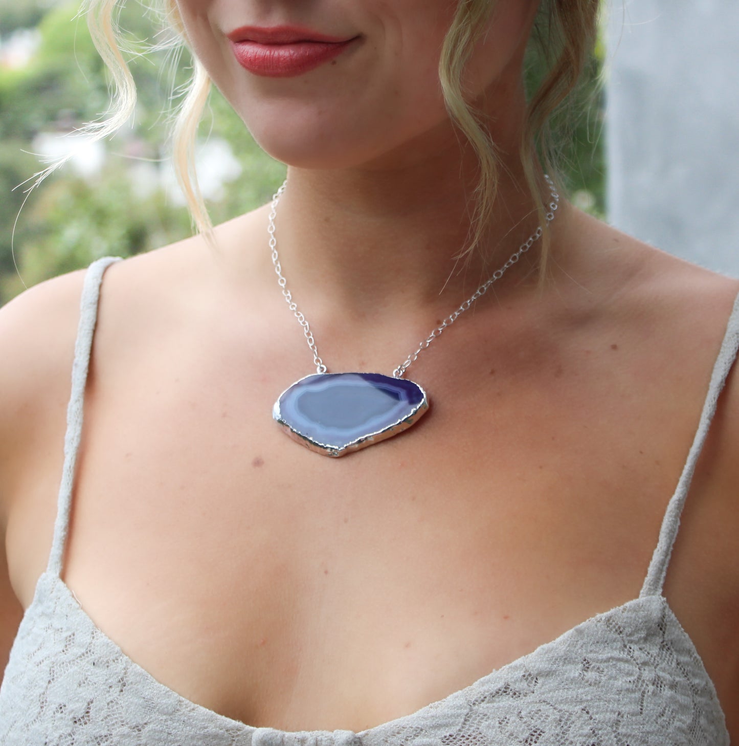 Purple Agate Statement Necklace