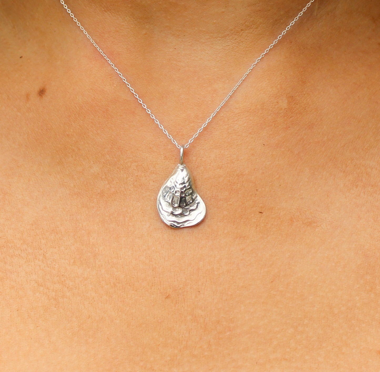 Silver Oyster Shell Necklace