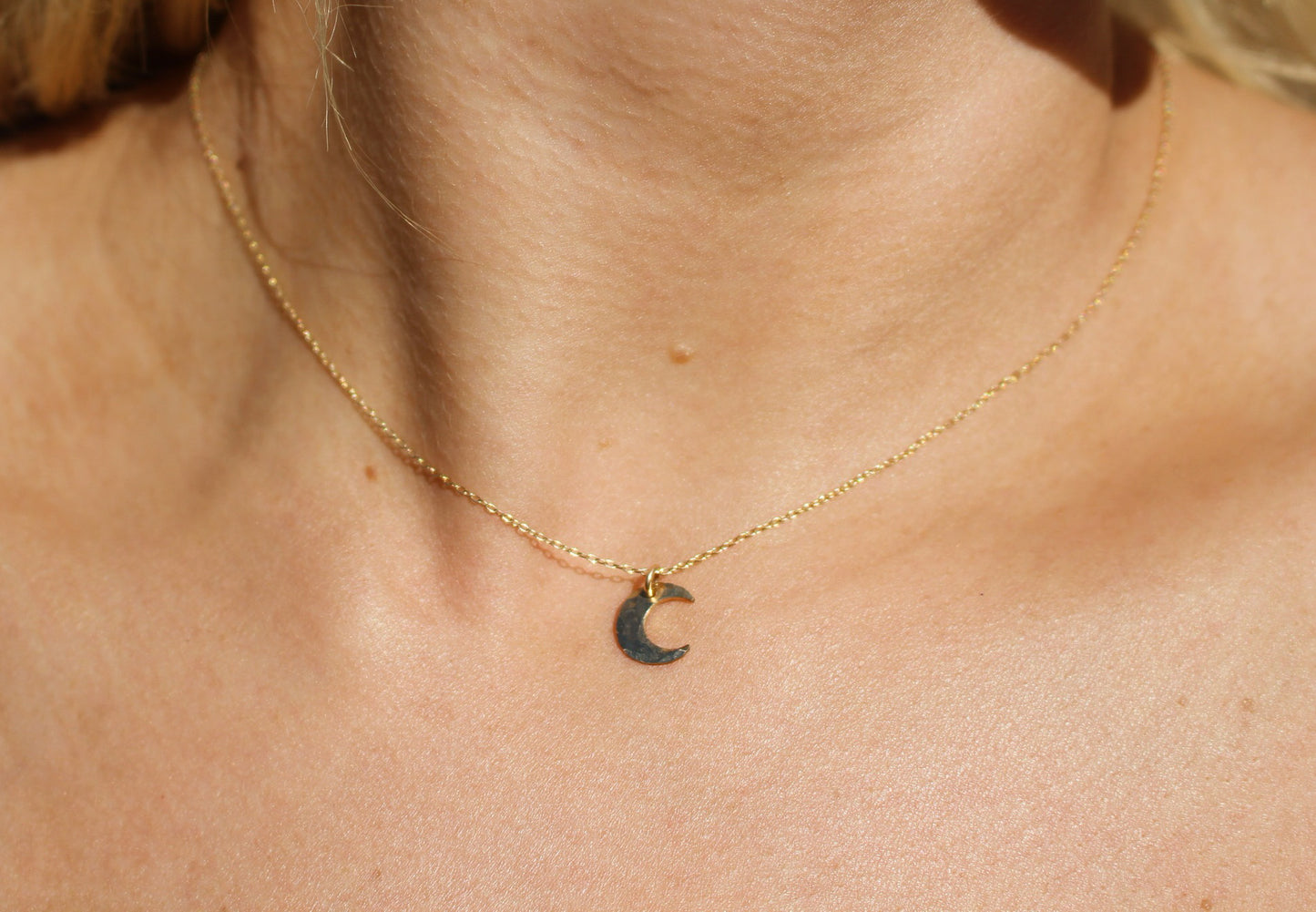 Tiny Gold Filled Moon Necklace