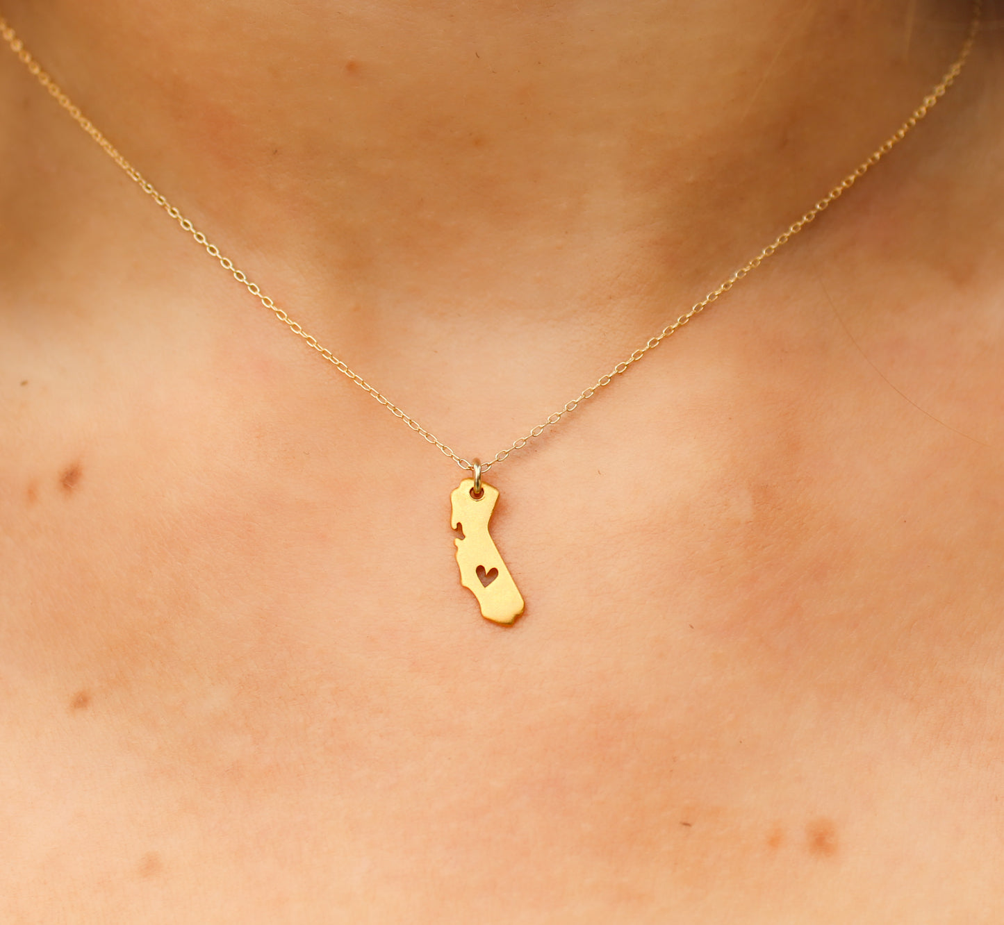 Gold California Love Necklace, Gold Vermeil, Cutout Heart