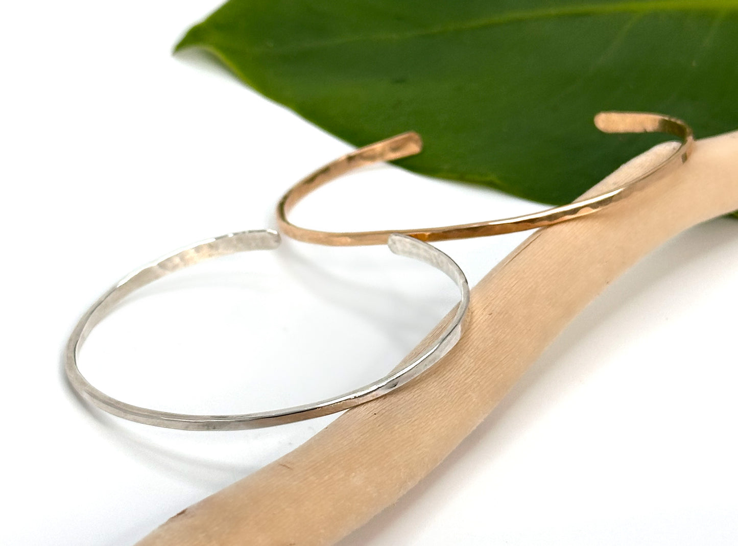 Sterling Silver Hammered Cuff Bangle Bracelet