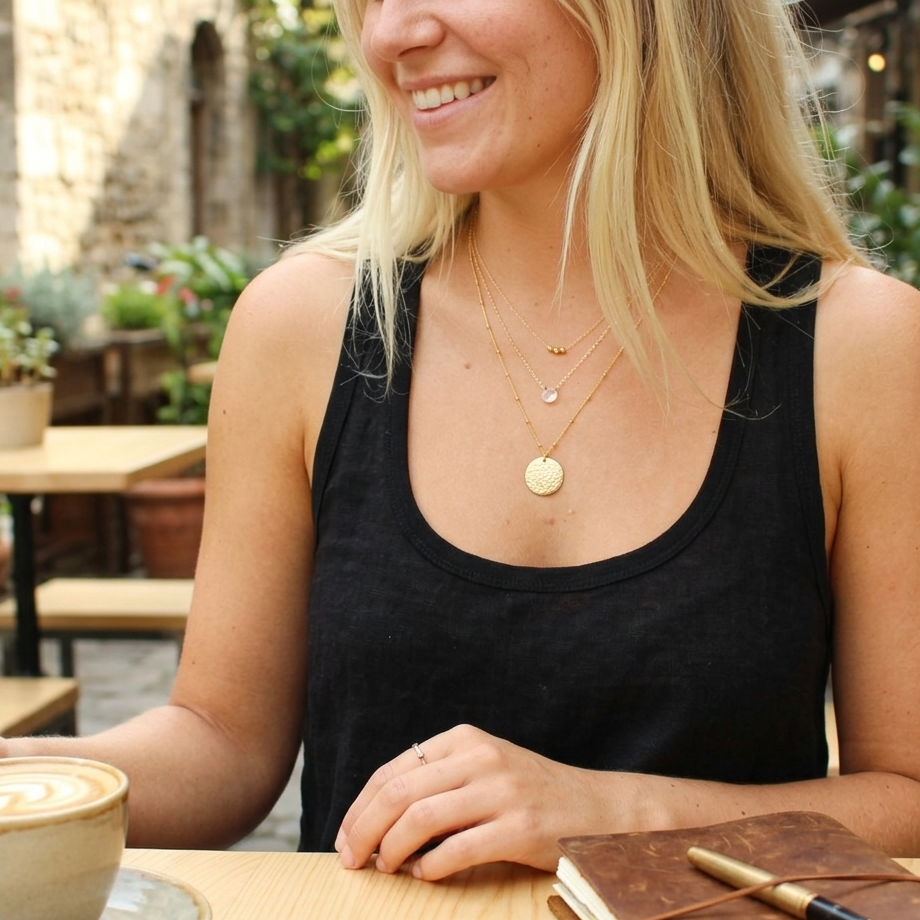 Gemstone Layered Necklace Set of 3, 14k Gold Filled, Sterling Silver
