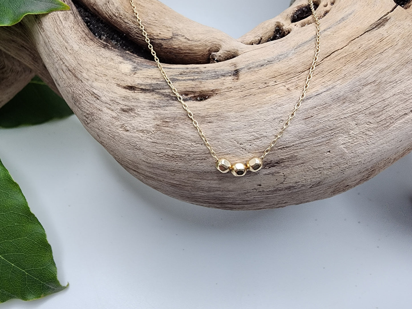 Tiny 14k Gold Filled Faceted Bead Necklace