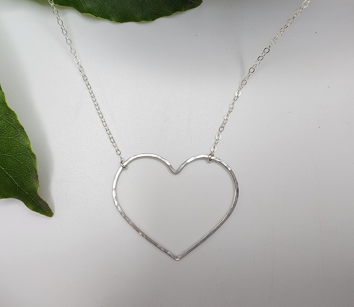 Large Sterling Silver Open Heart Necklace