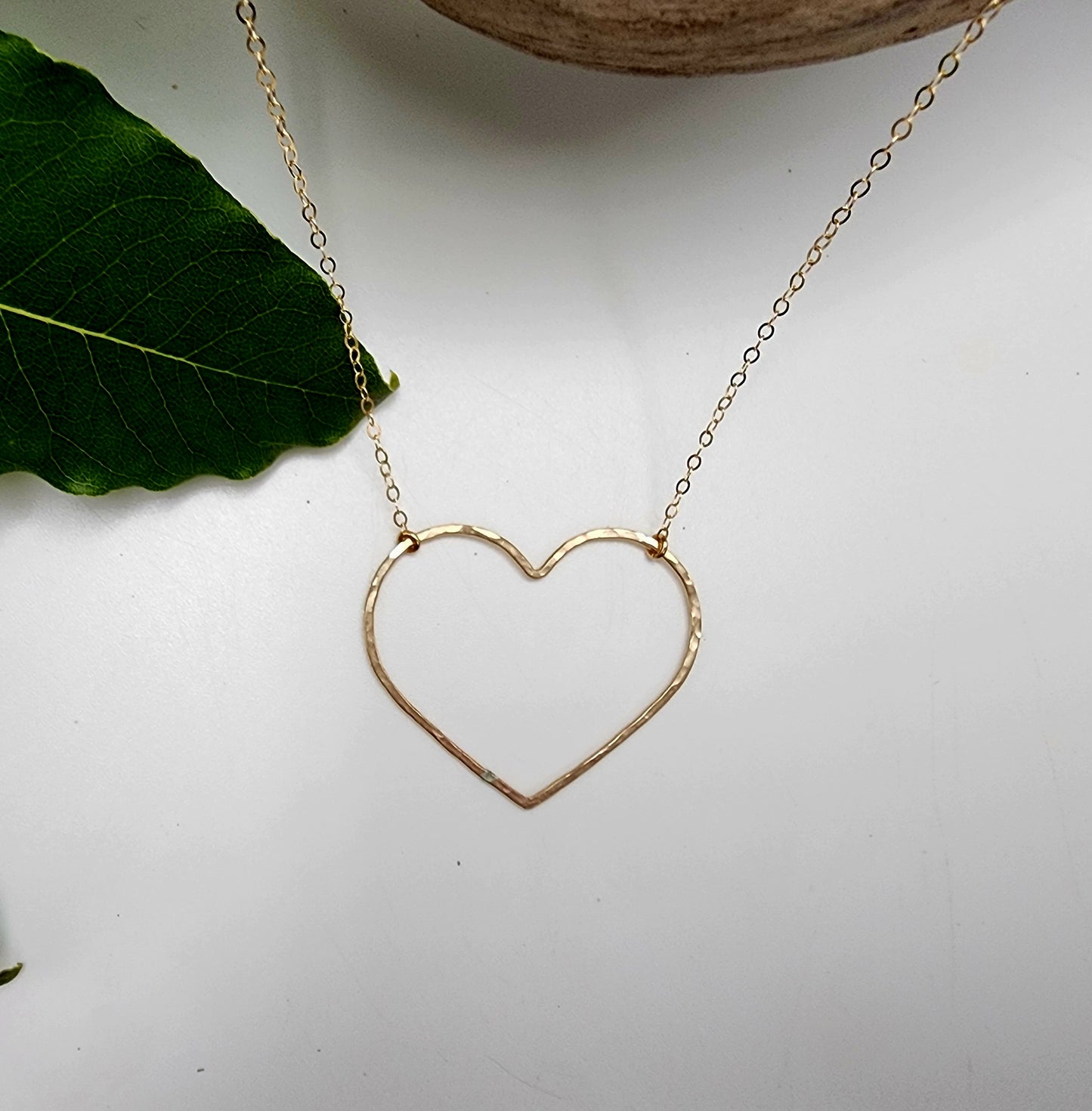 Large Gold Filled Open Heart Necklace