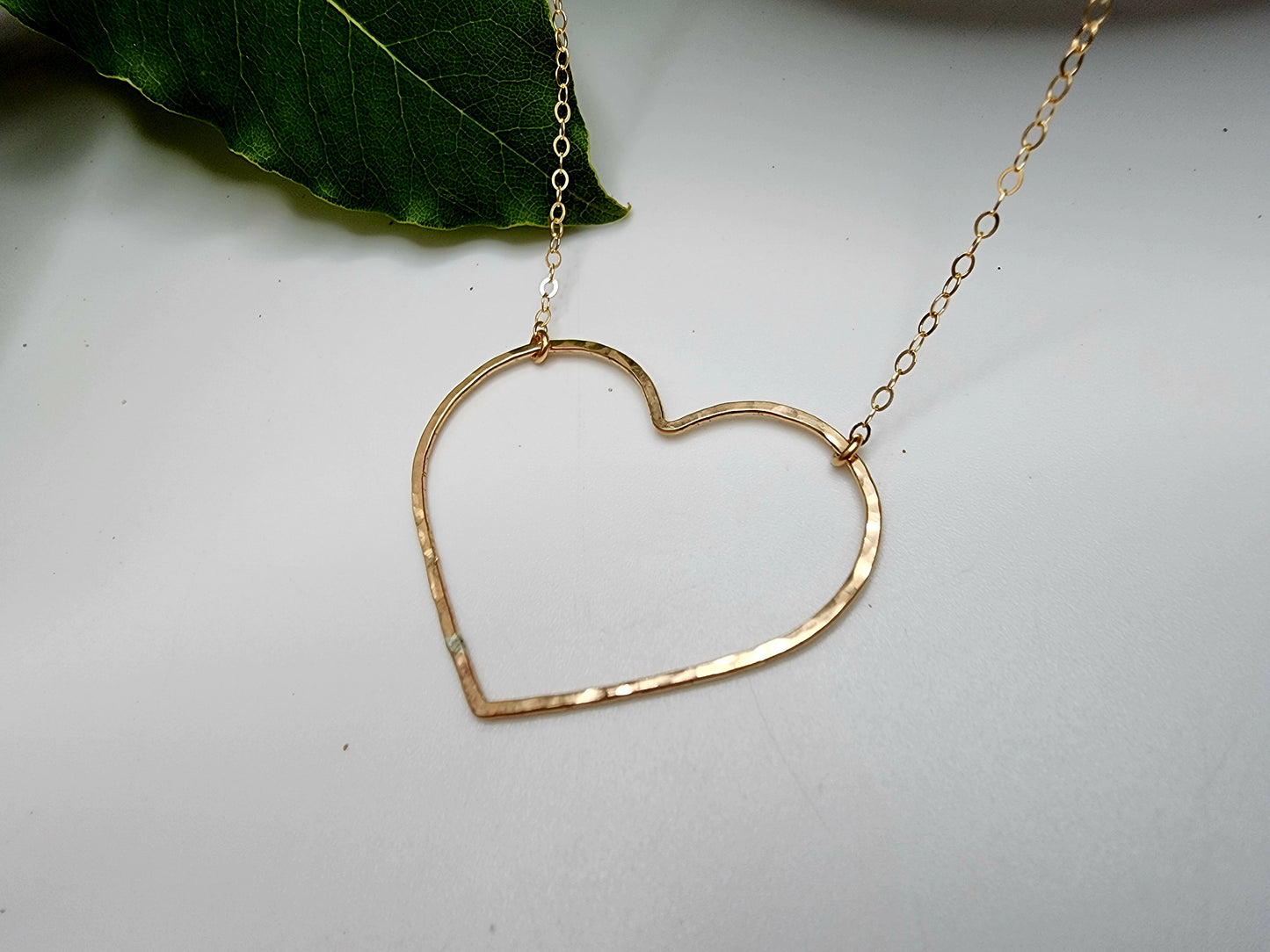 Large Gold Filled Open Heart Necklace