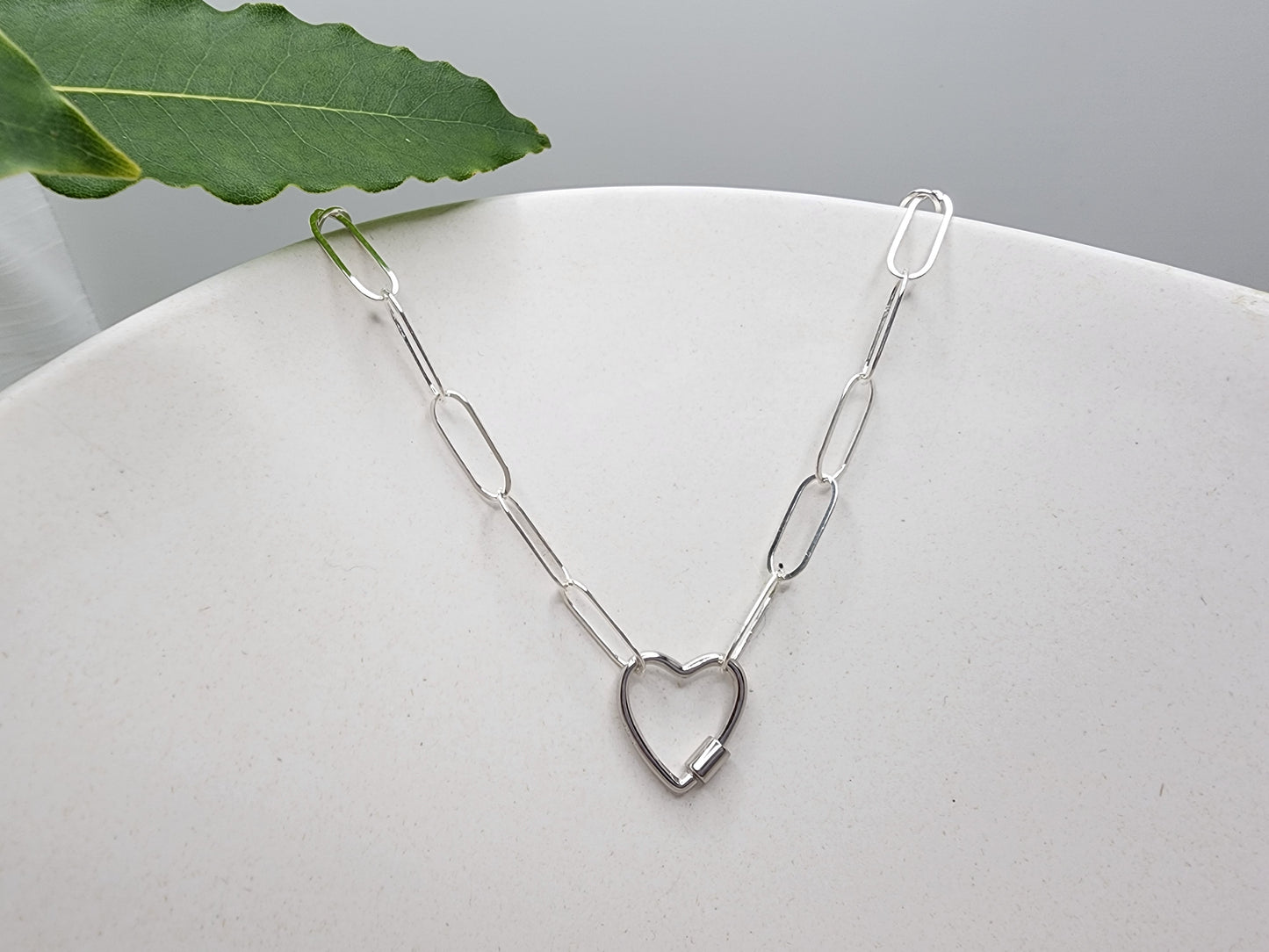 Sterling Silver Carabiner Heart Necklace