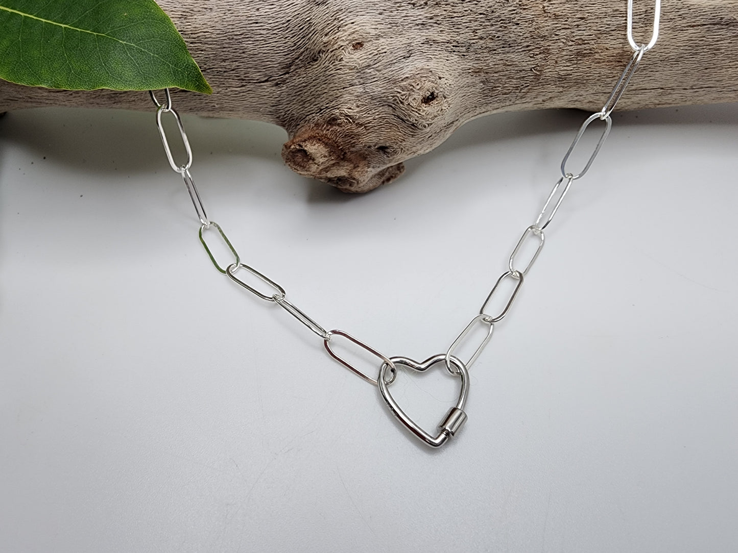 Sterling Silver Carabiner Heart Necklace