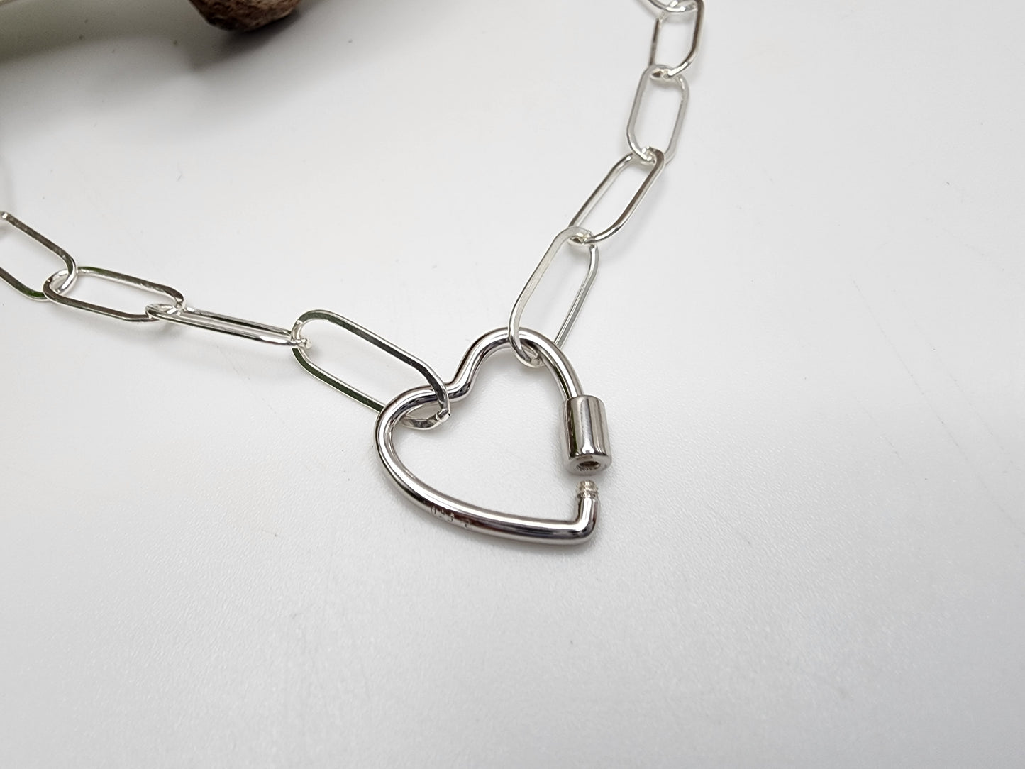 Sterling Silver Carabiner Heart Necklace