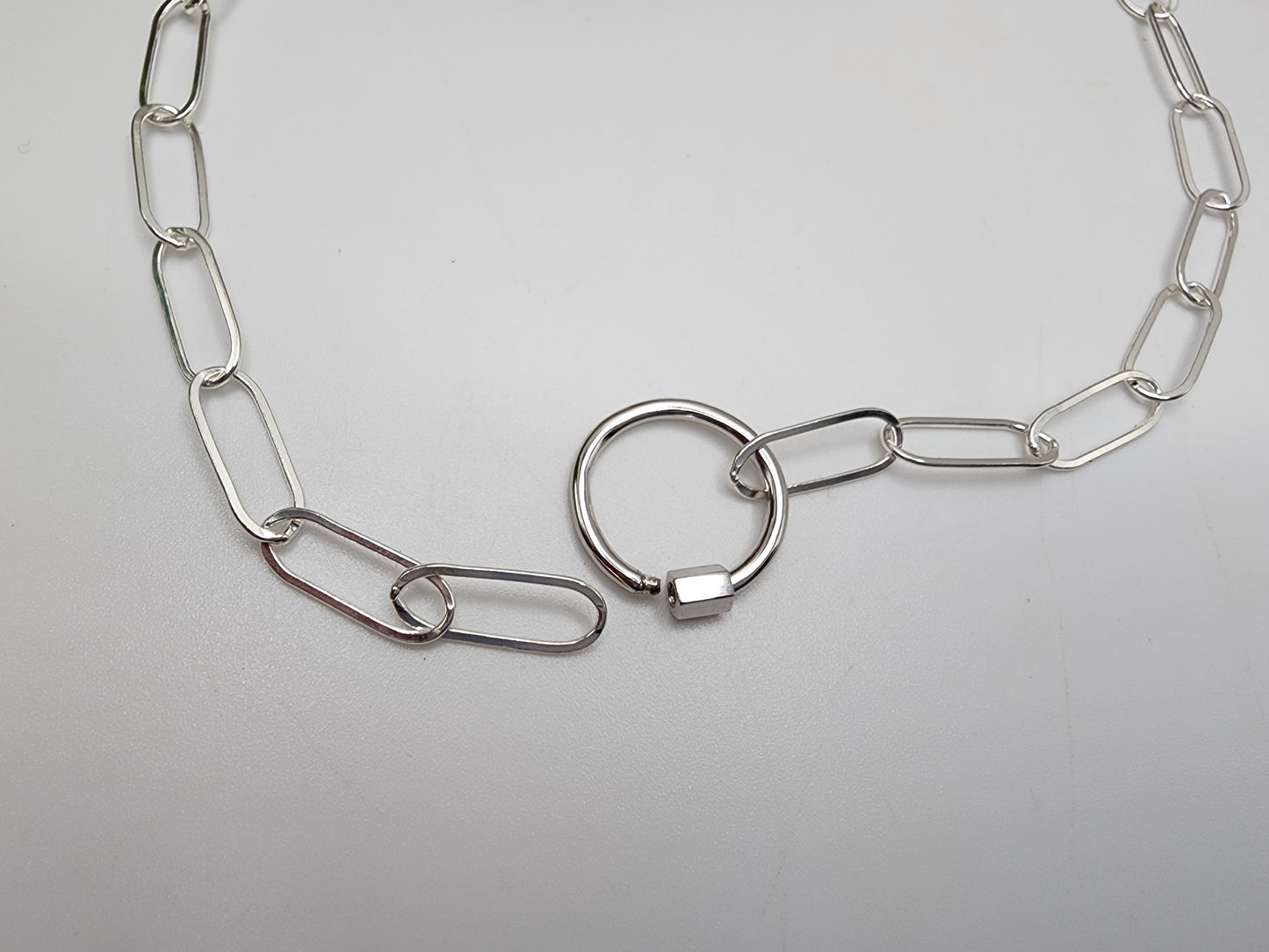 Sterling Silver Carabiner Circle Necklace