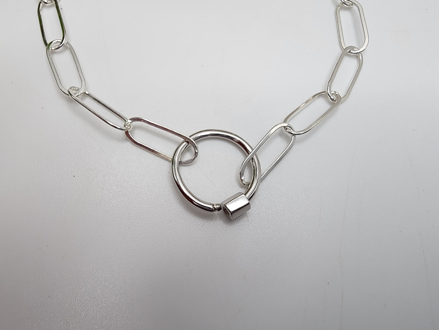 Sterling Silver Carabiner Circle Necklace