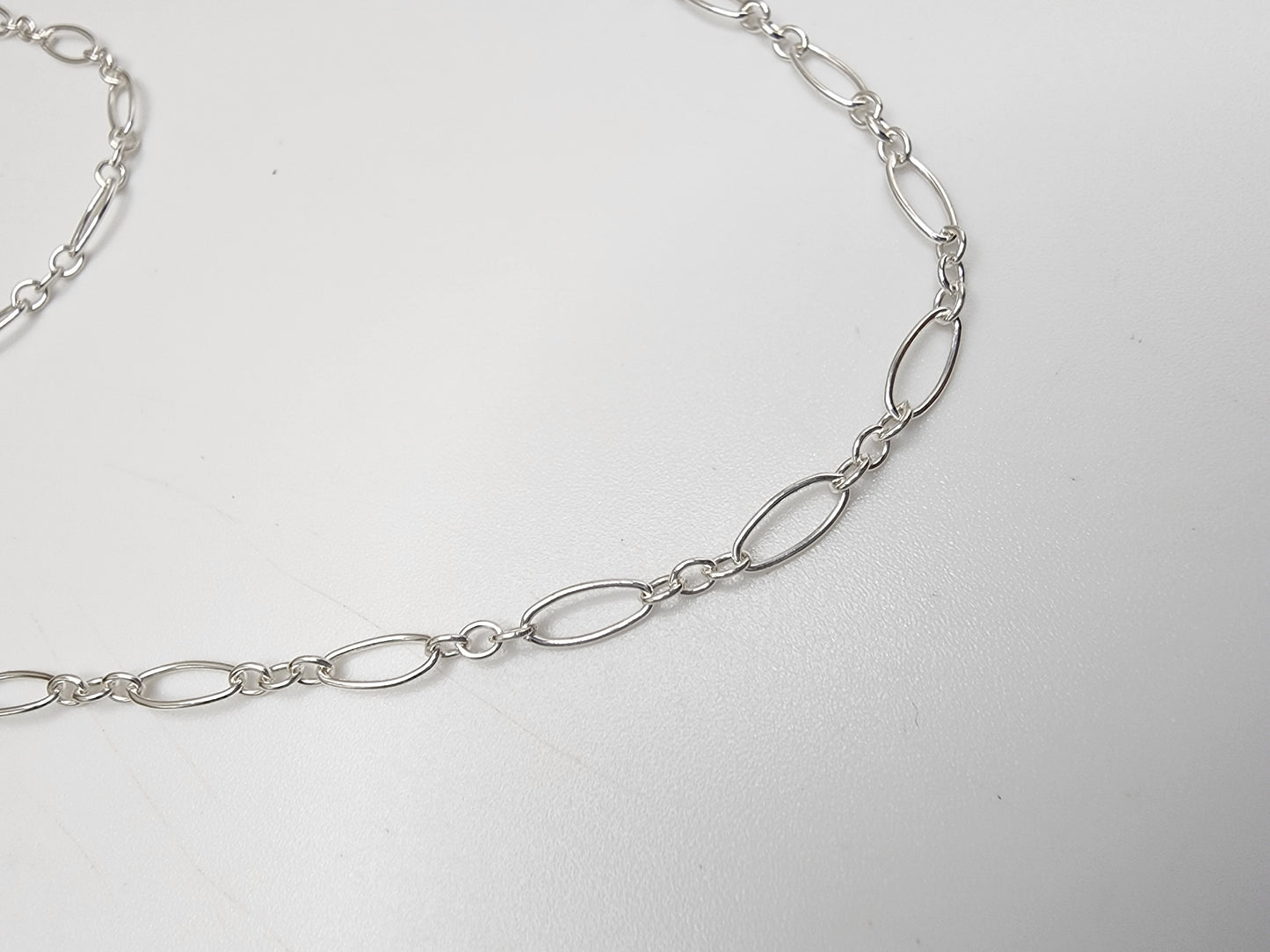 Long Sterling Silver Figaro Chain Wrap Necklace