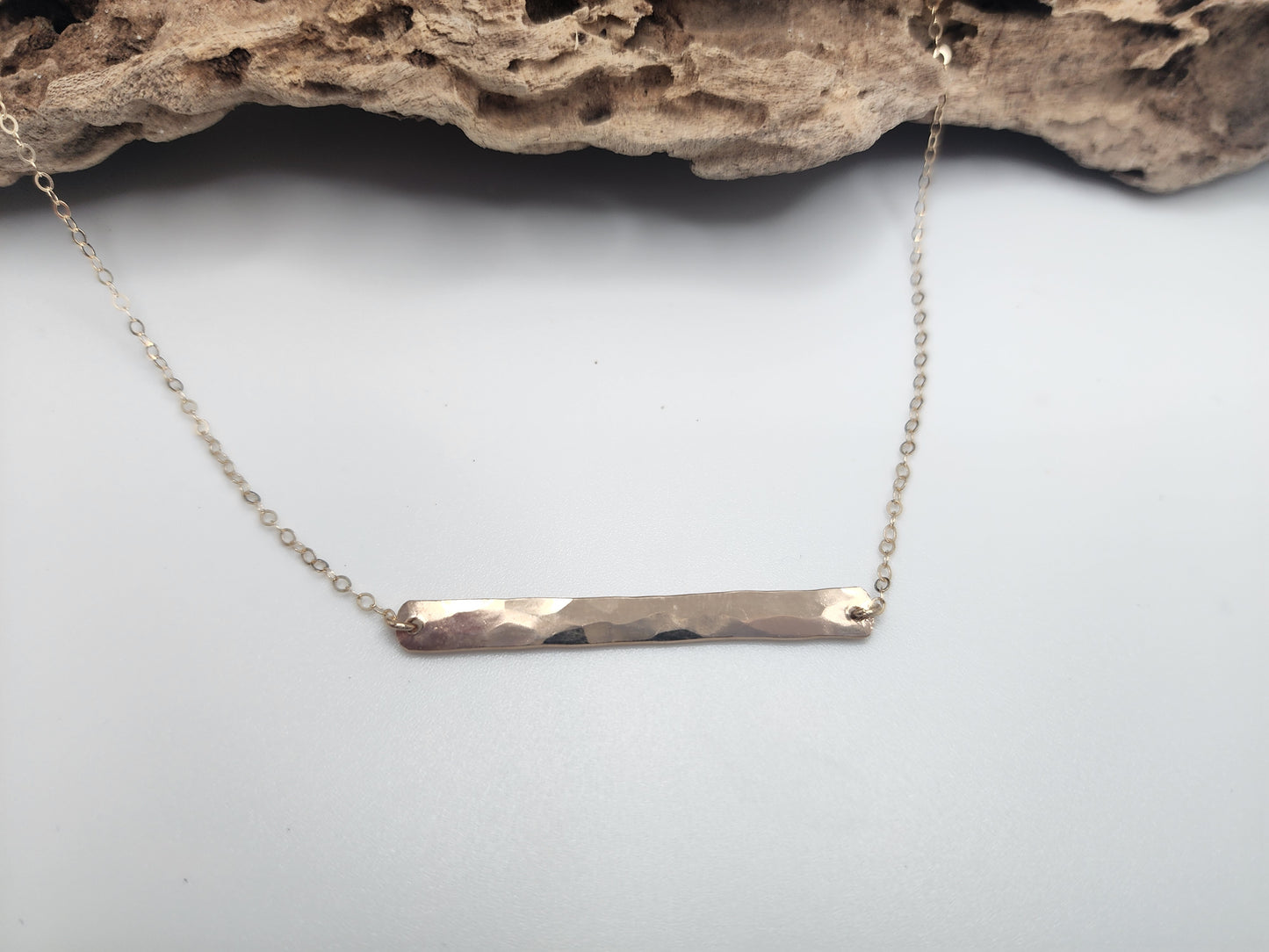 Medium Gold Bar Necklace, Horizontal, Gold Filled, 1.5 inch