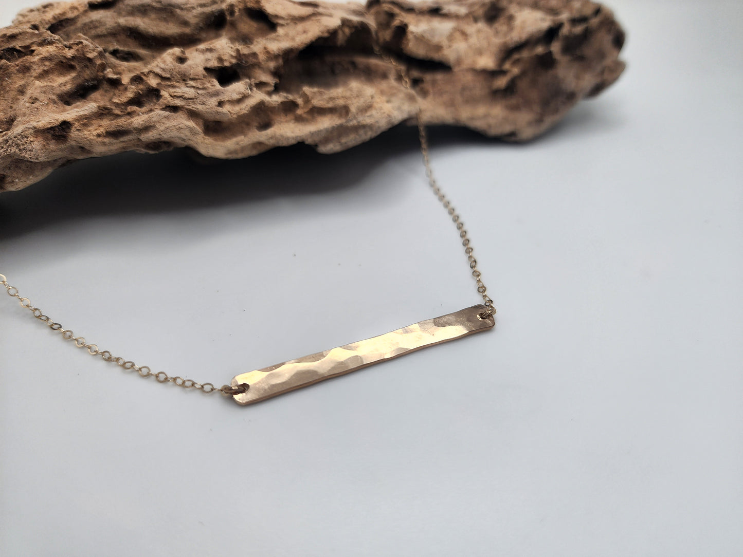 Medium Gold Bar Necklace, Horizontal, Gold Filled, 1.5 inch