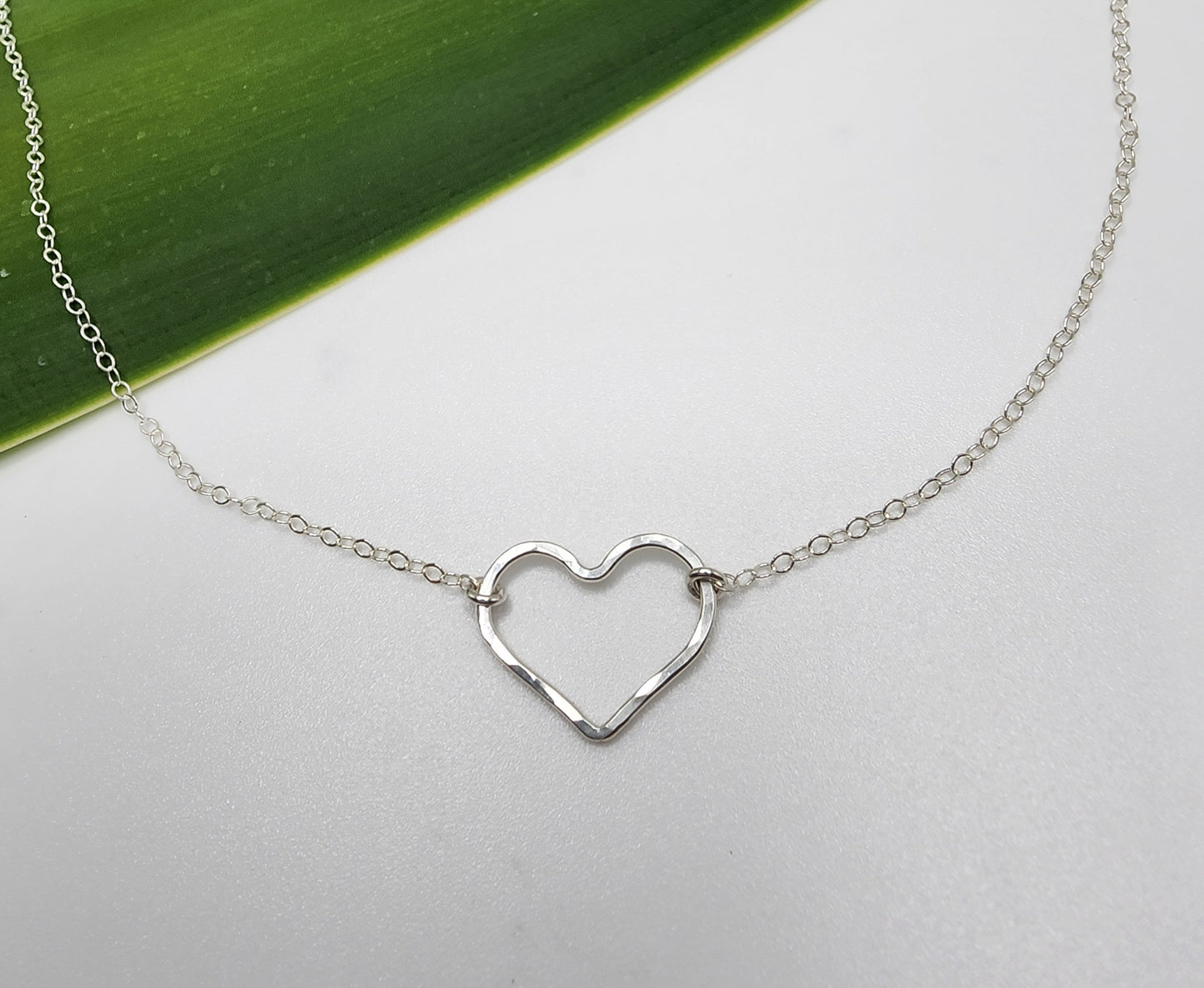 Small Open Heart Necklace, Sterling Silver, 14k Gold Filled