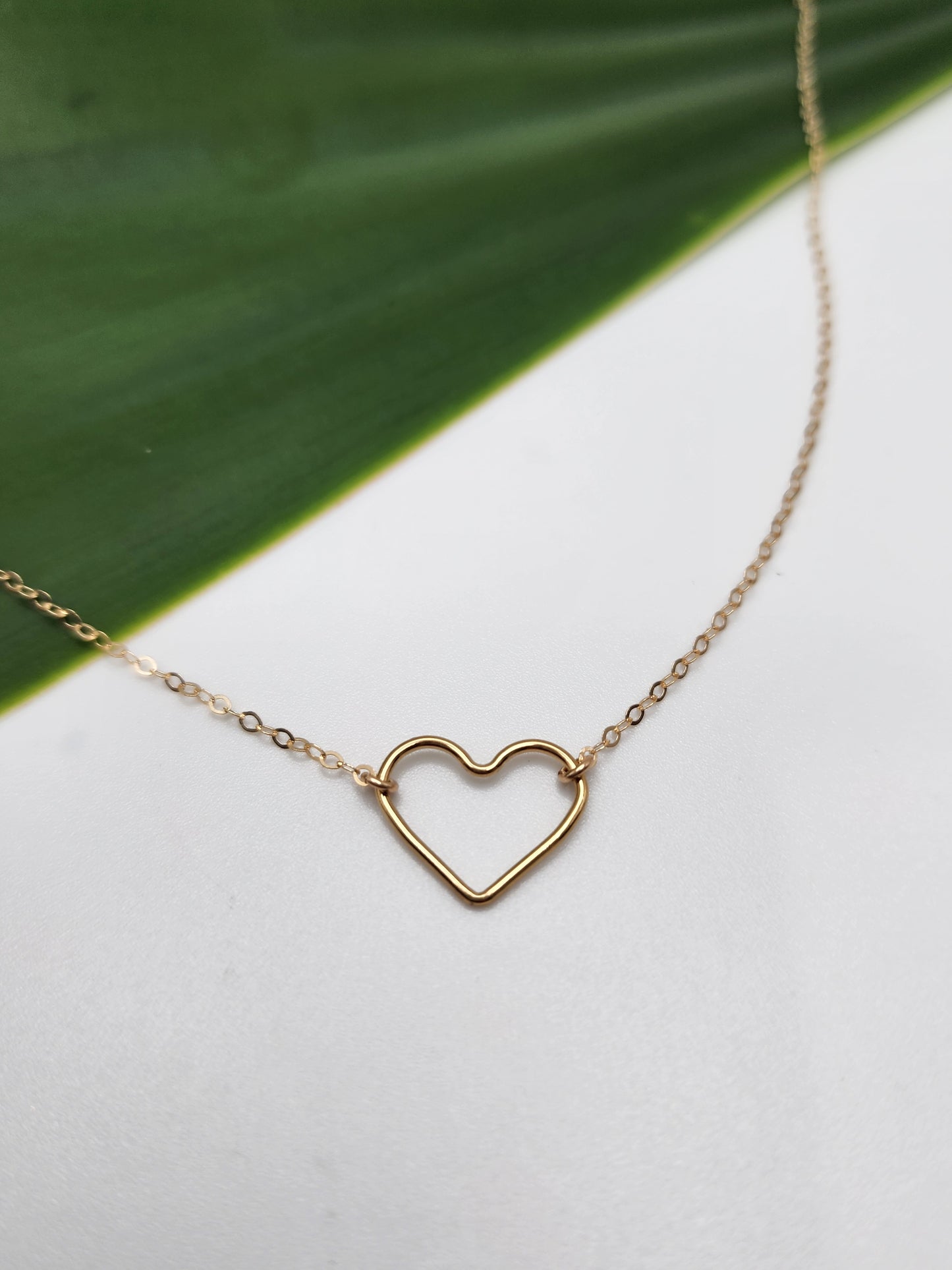 Small Open Heart Necklace, Sterling Silver, 14k Gold Filled