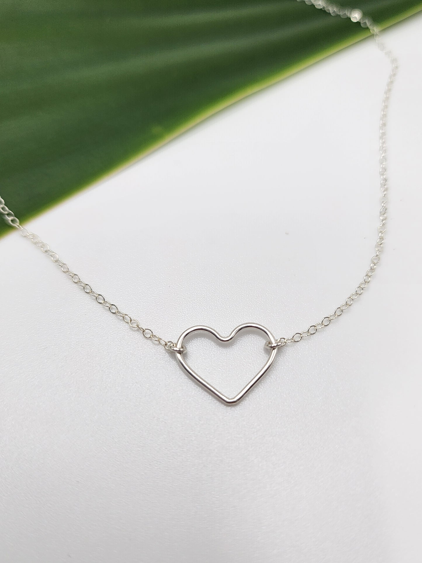 Small Open Heart Necklace, Sterling Silver, 14k Gold Filled