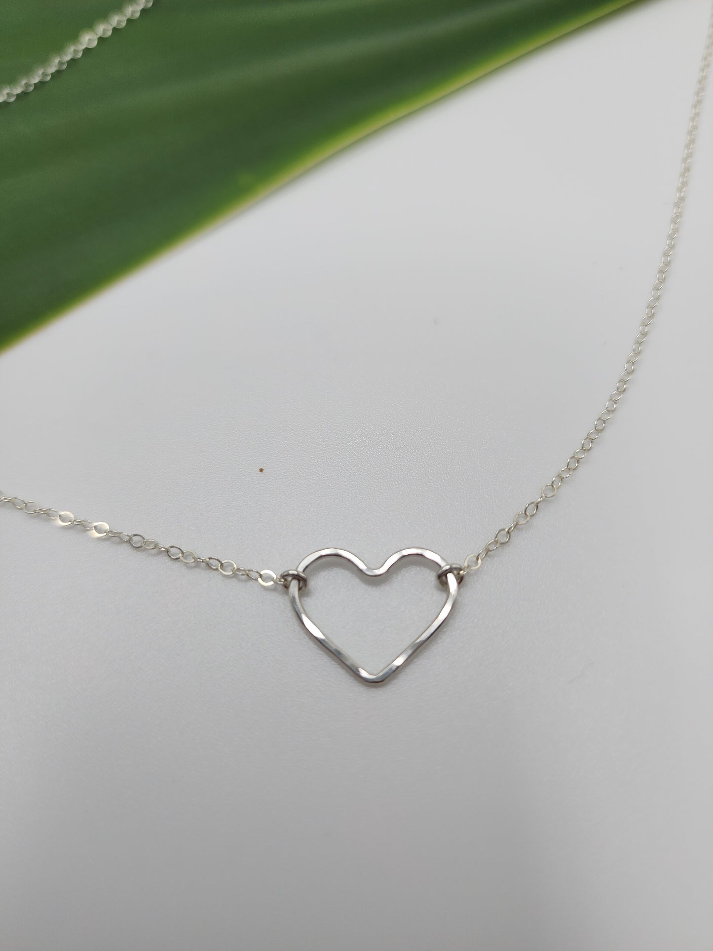 Small Open Heart Necklace, Sterling Silver, 14k Gold Filled