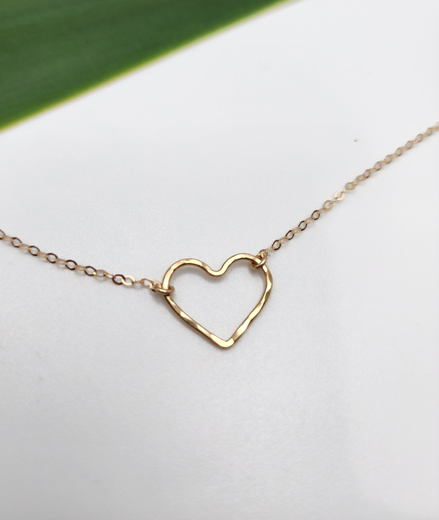 Small Open Heart Necklace, Sterling Silver, 14k Gold Filled