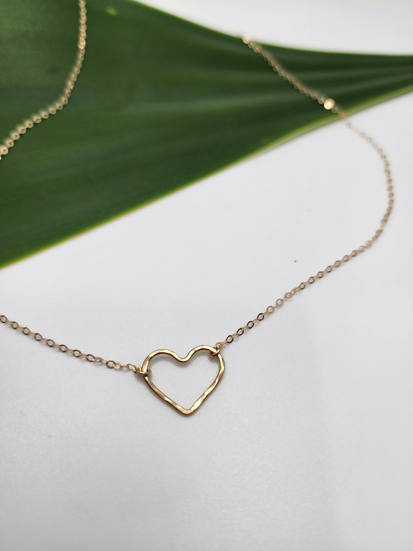 Small Open Heart Necklace, Sterling Silver, 14k Gold Filled