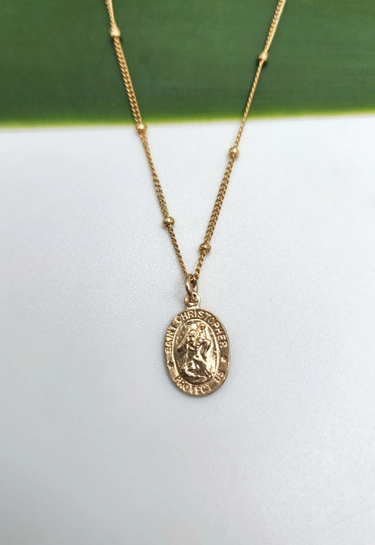 Tiny St Christopher Necklace, 14k Gold Fill, Sterling Silver My Store