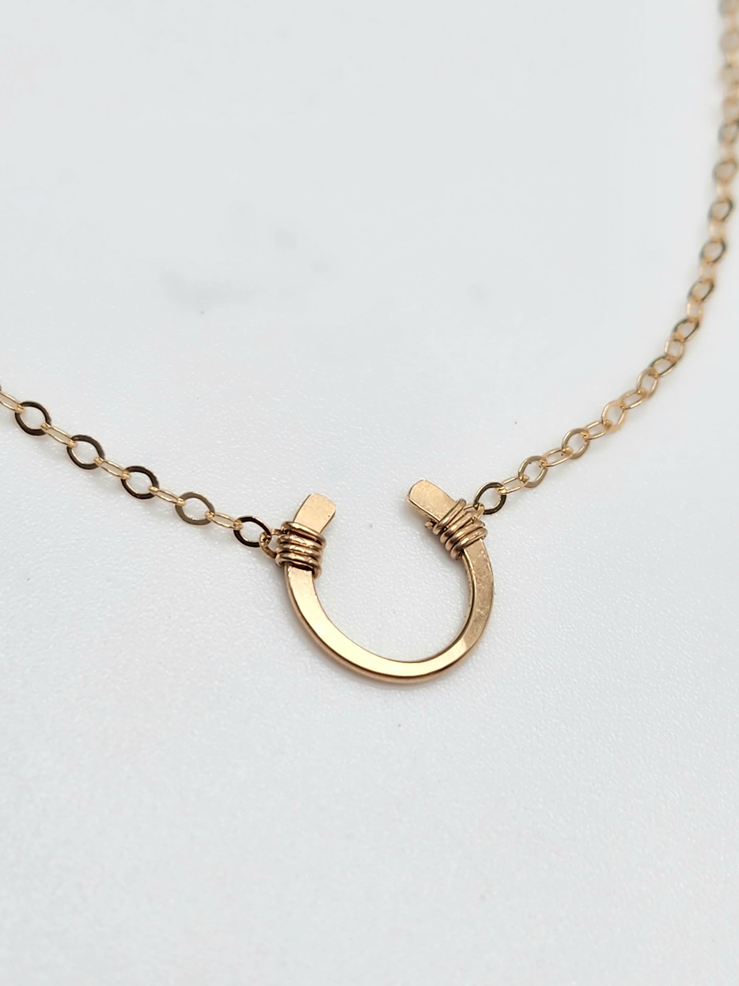 Tiny Horseshoe Necklace, Gold Filled, Sterling Silver, Mixed Metals