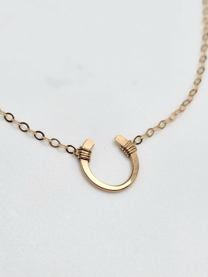 Tiny Horseshoe Necklace, Gold Filled, Sterling Silver, Mixed Metals