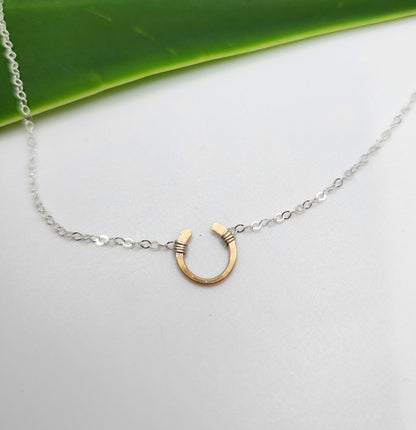 Tiny Horseshoe Necklace, Gold Filled, Sterling Silver, Mixed Metals