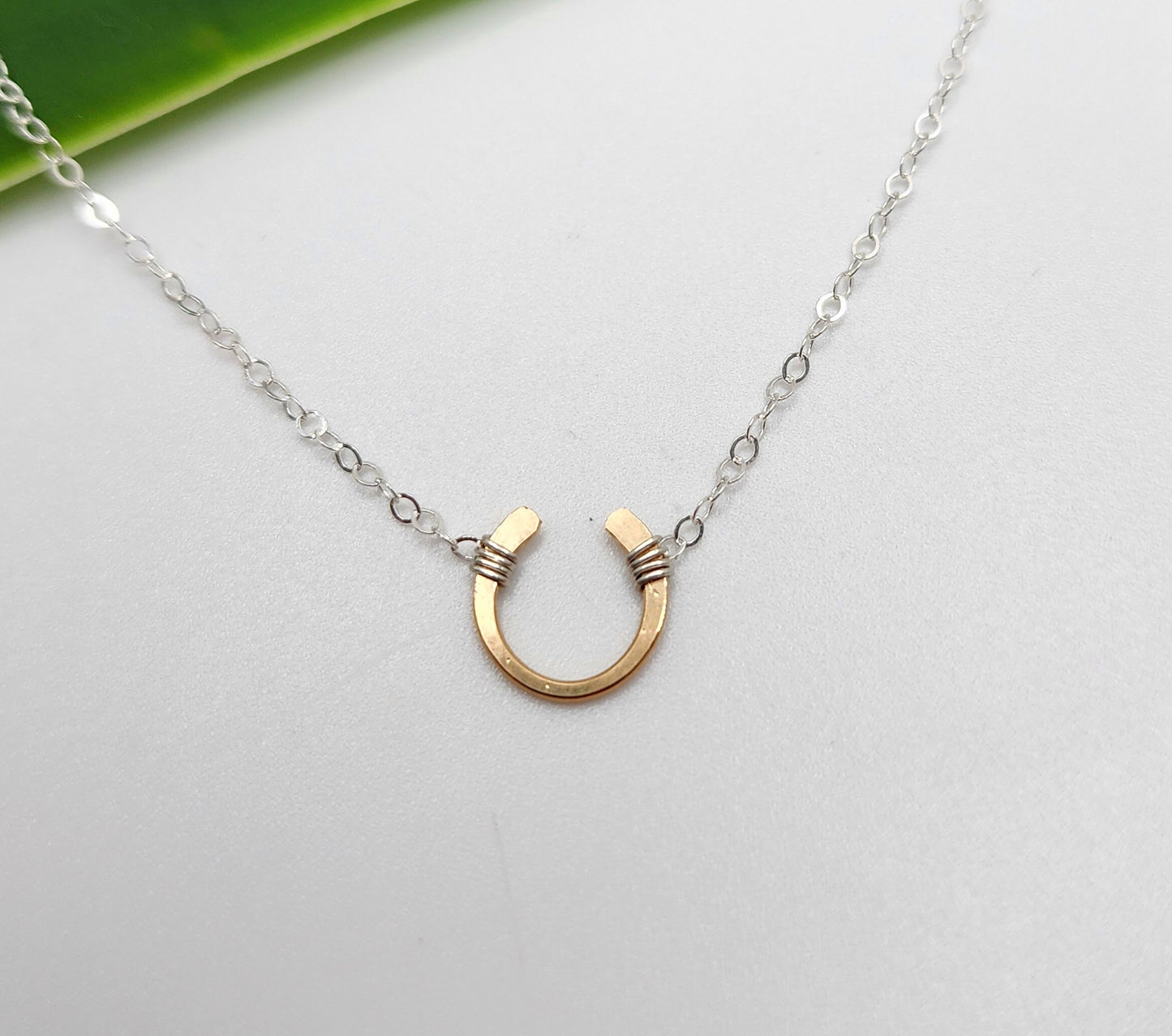 Tiny Horseshoe Necklace, Gold Filled, Sterling Silver, Mixed Metals