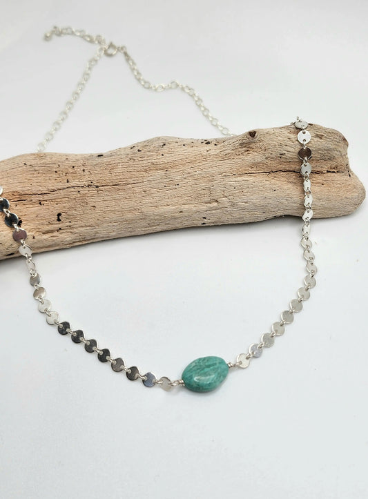Amazonite Sequin Necklace, 14k Gold Filled, Sterling Silver My Store
