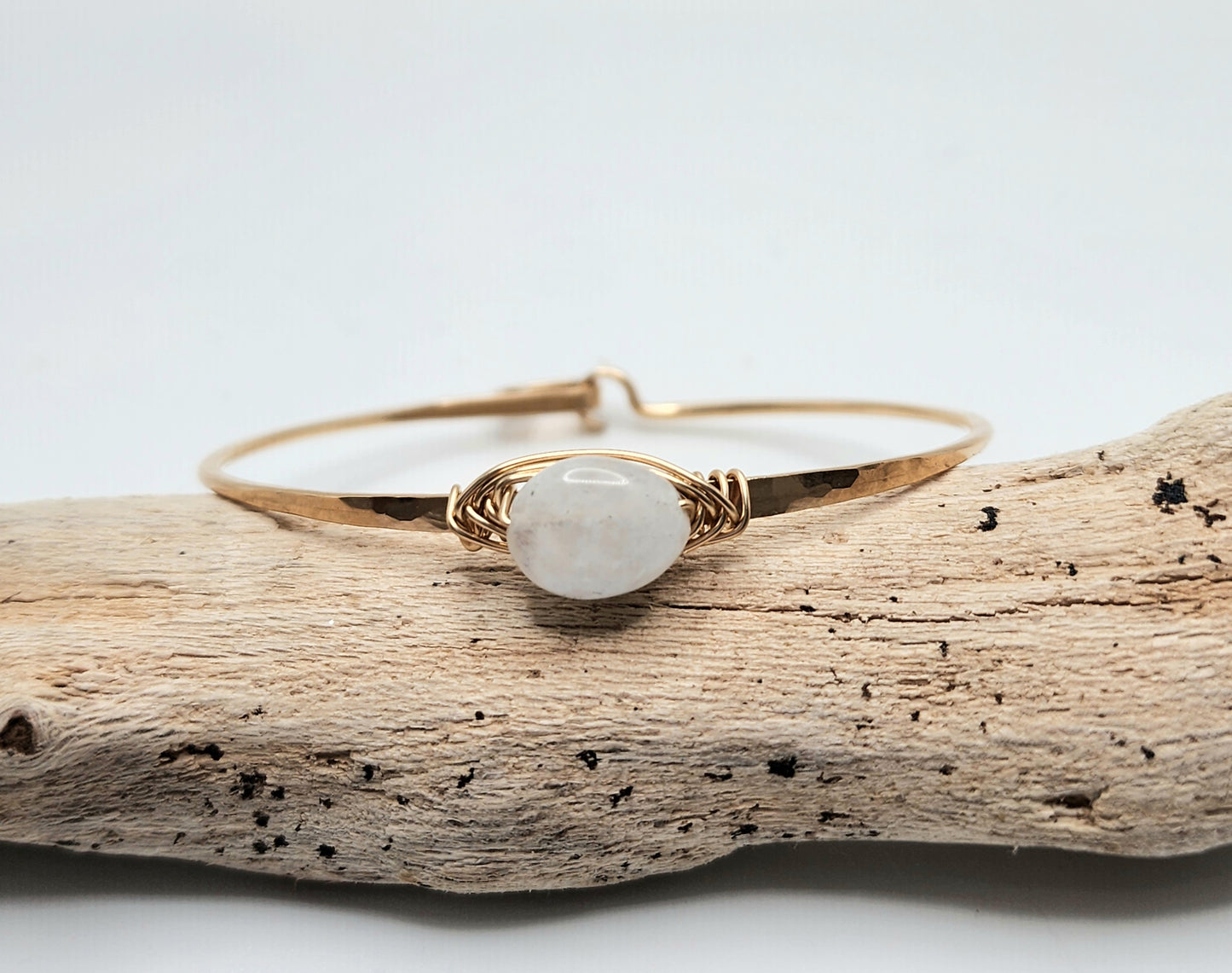 Moonstone Bangle, Sterling Silver, 14K Gold Fill