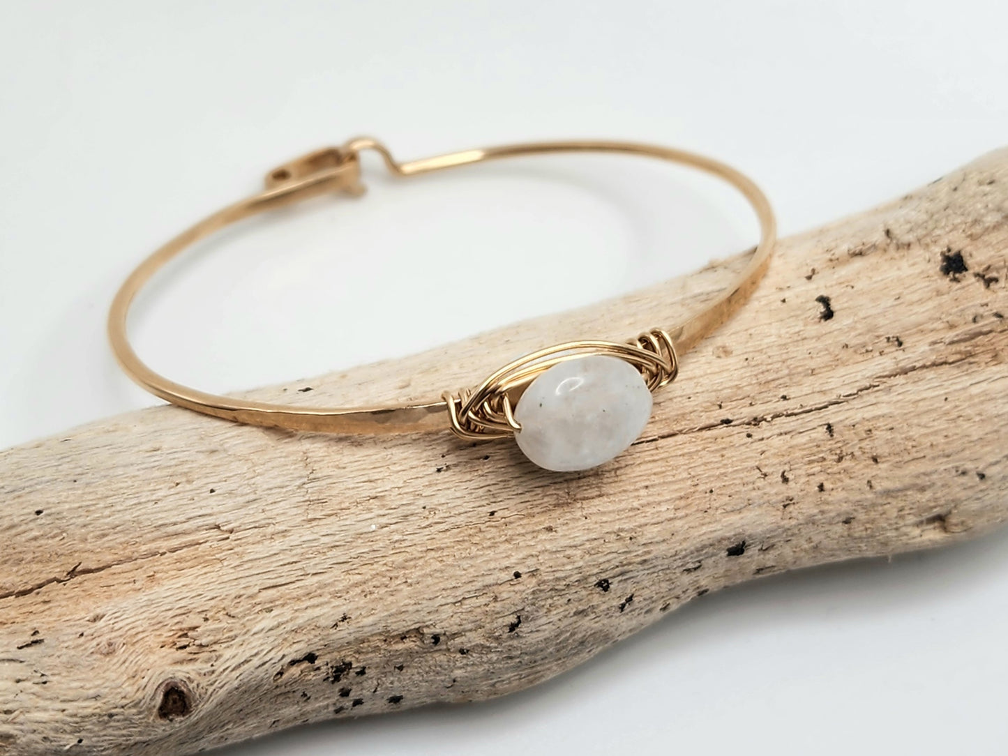 Moonstone Bangle, Sterling Silver, 14K Gold Fill