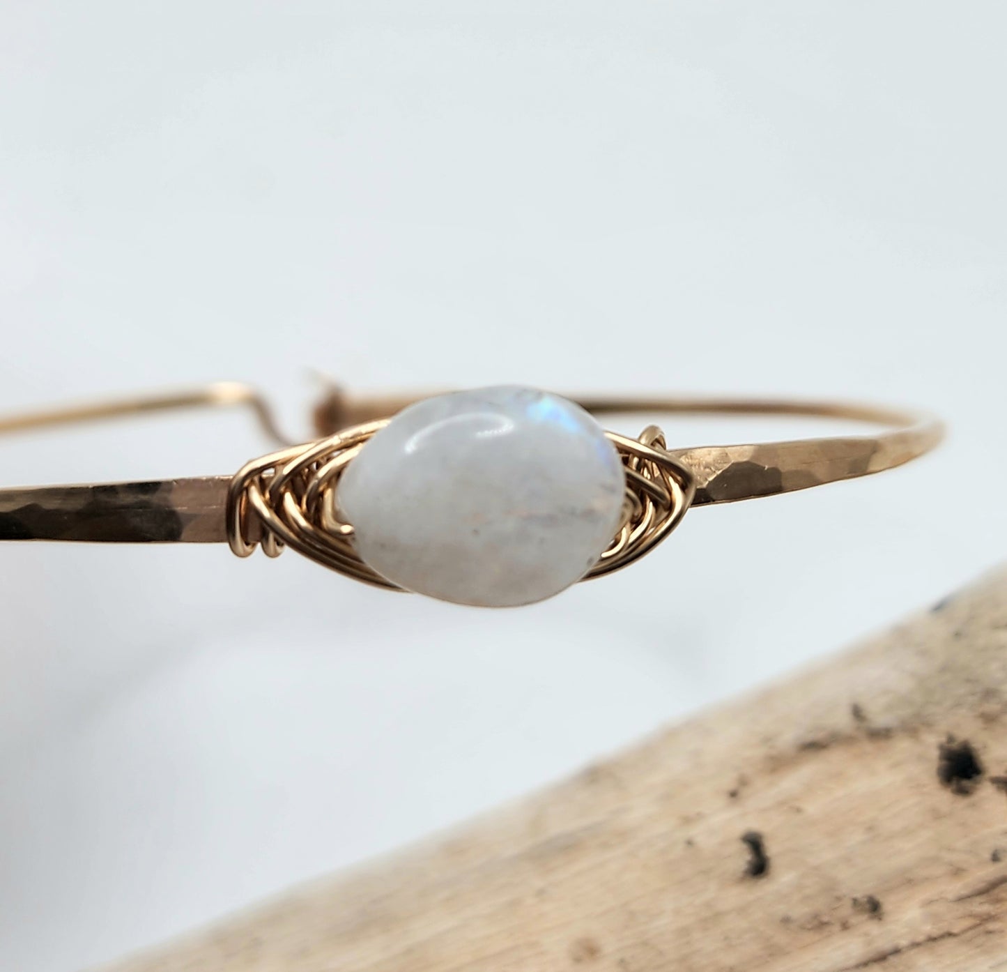 Moonstone Bangle, Sterling Silver, 14K Gold Fill