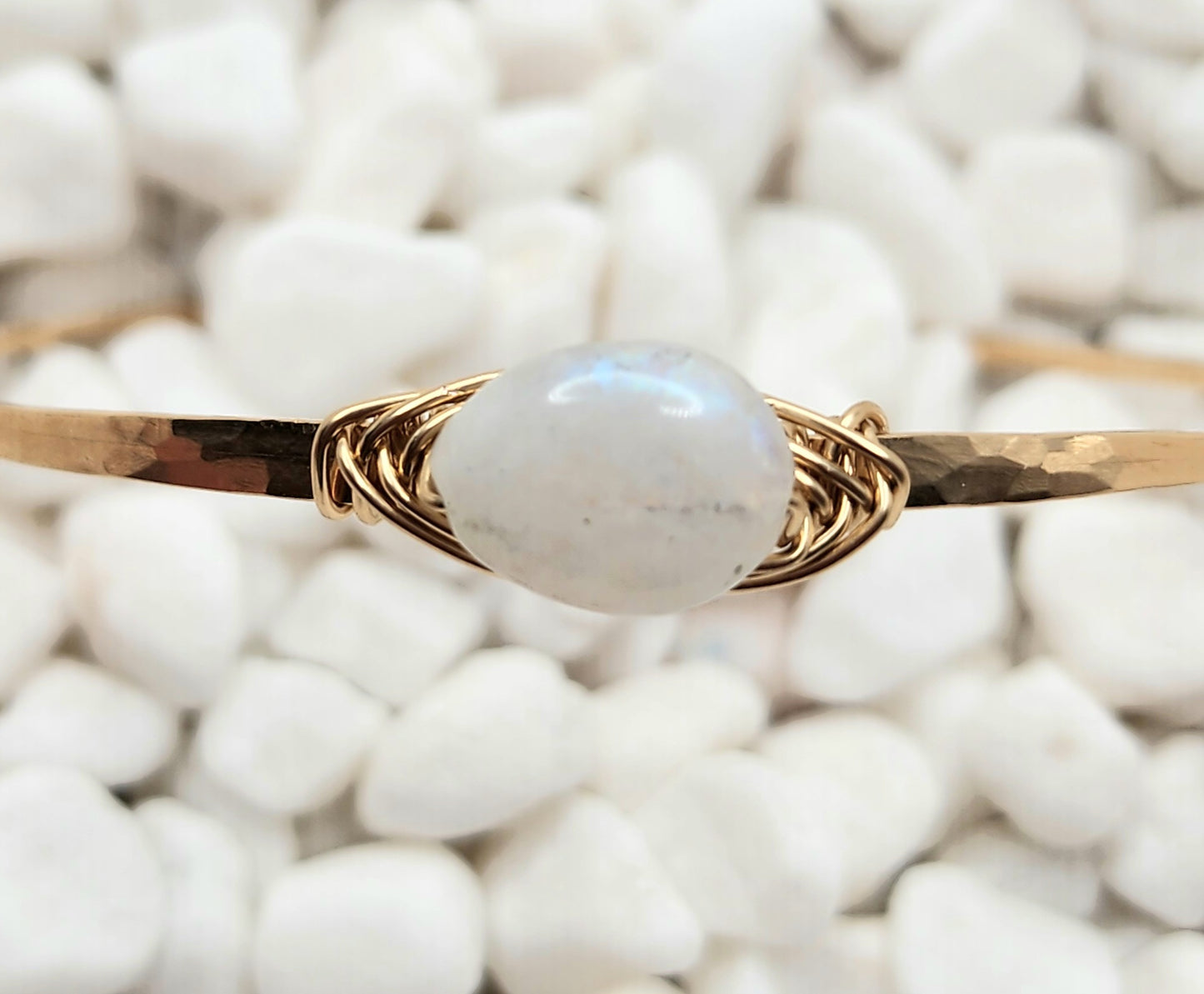 Moonstone Bangle, Sterling Silver, 14K Gold Fill