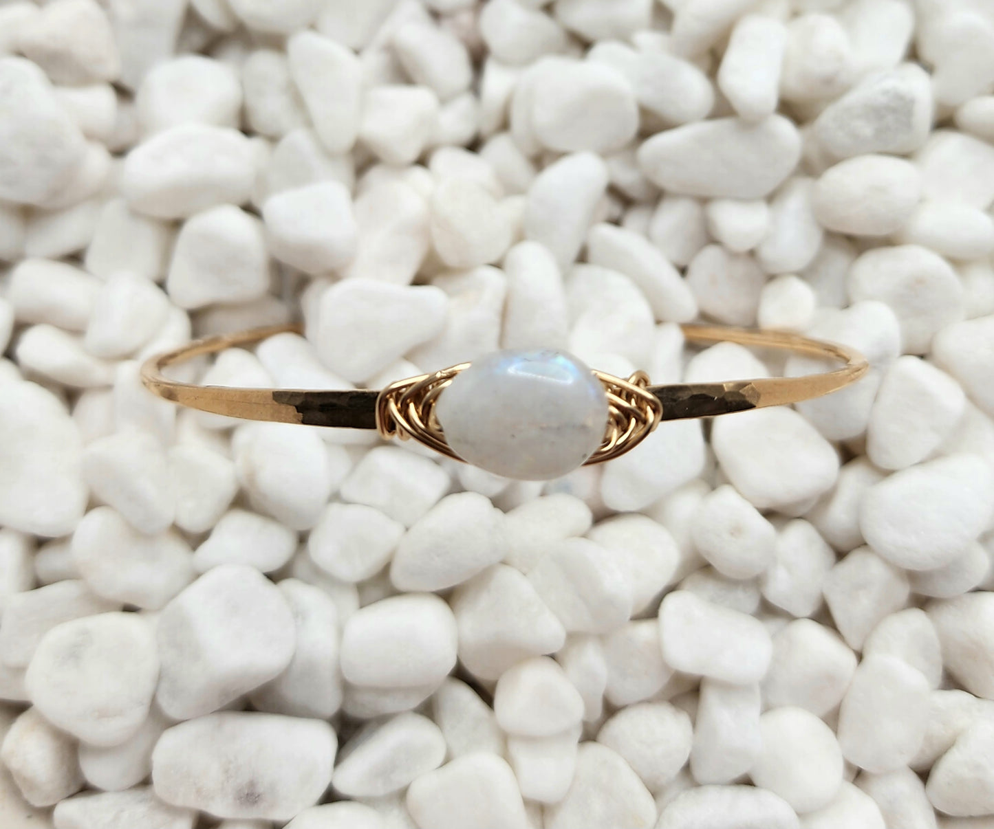 Moonstone Bangle, Sterling Silver, 14K Gold Fill