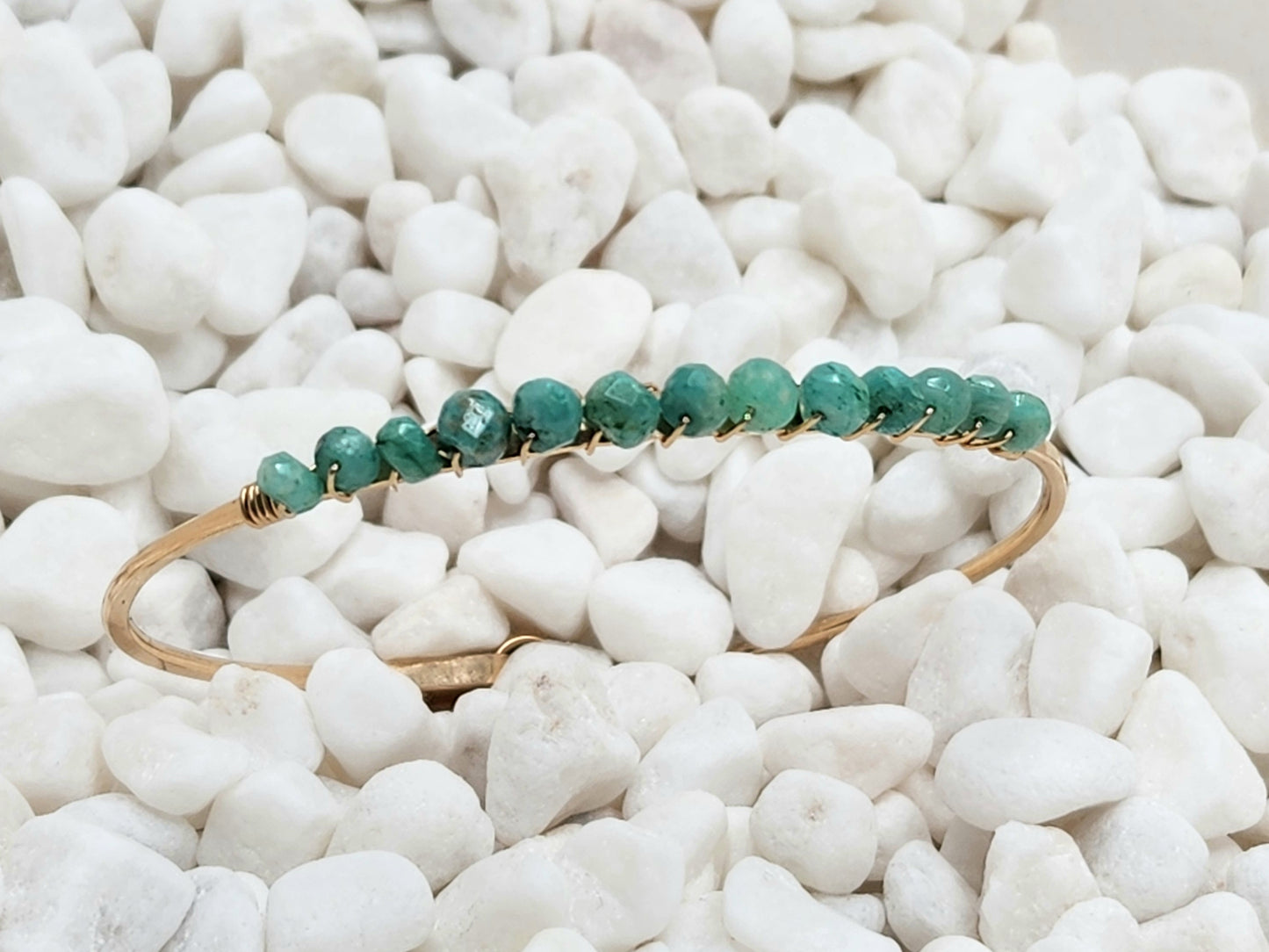 Amazonite Bangle, 14k Gold Filled or Sterling Silver